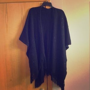 Black over-wrap sweater with a hint of sparkle!